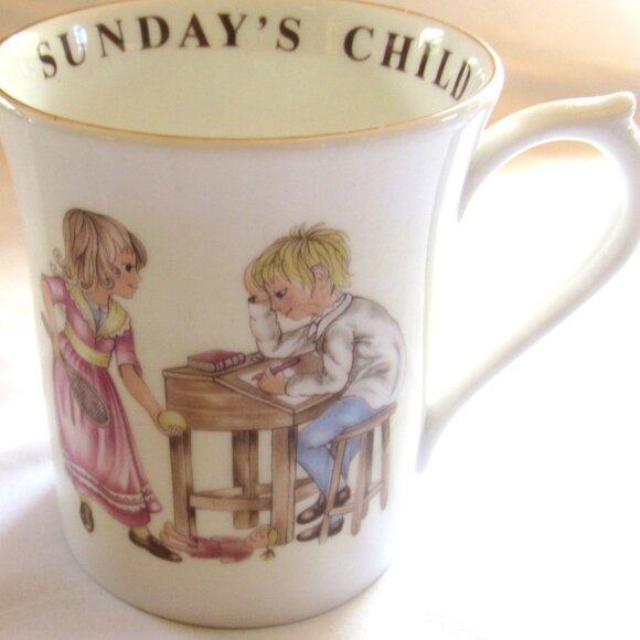 Queen's Birthday Child, Sunday's Child, Fair and Wise at Work or Play, Mug E111 - Picture 1 of 4